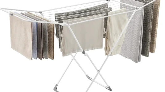 Tendedero plegable Songmics de metal con 2 alas para interior y exterior