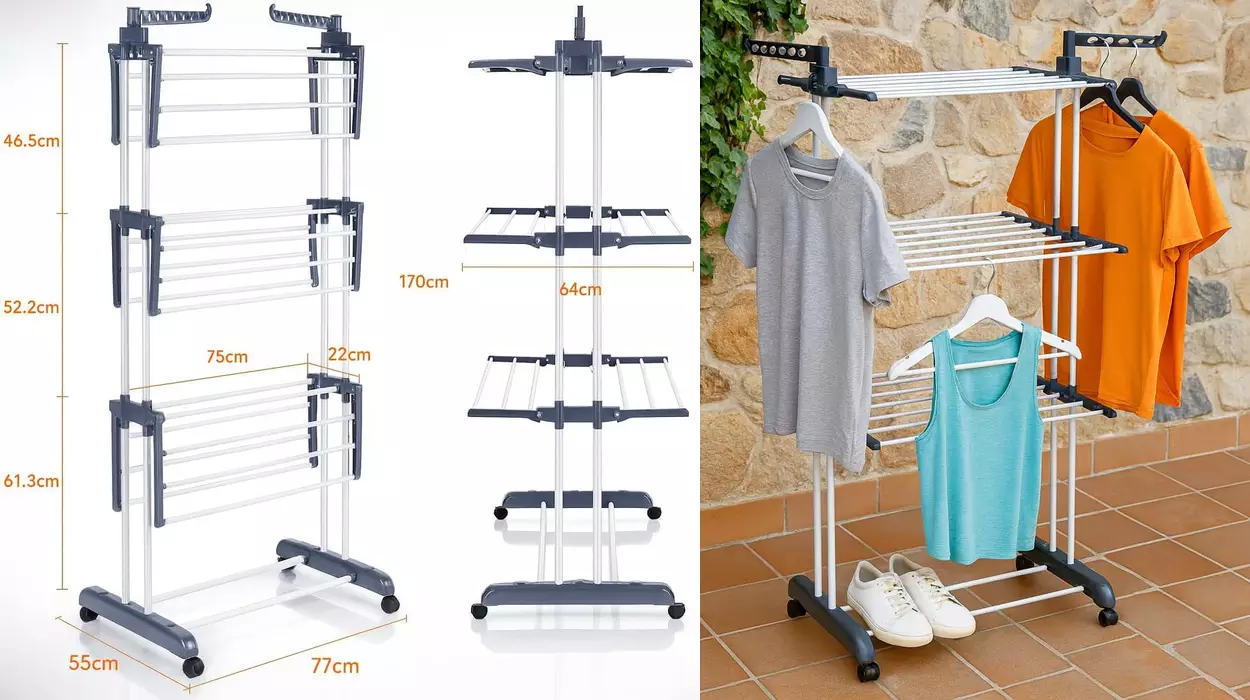 Tendedero plegable de 4 niveles T-Lovendo