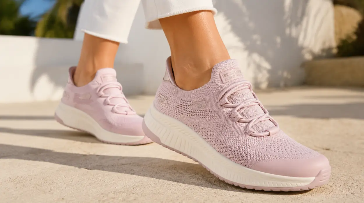 Zapatillas Skechers Slip-ins Bobs Squad 4 Dire Step para mujer en color rosa