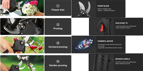 Tijeras de podar eléctricas de 1200W