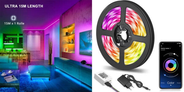 Tira de luces LED RGB Mexllex de 15 metros
