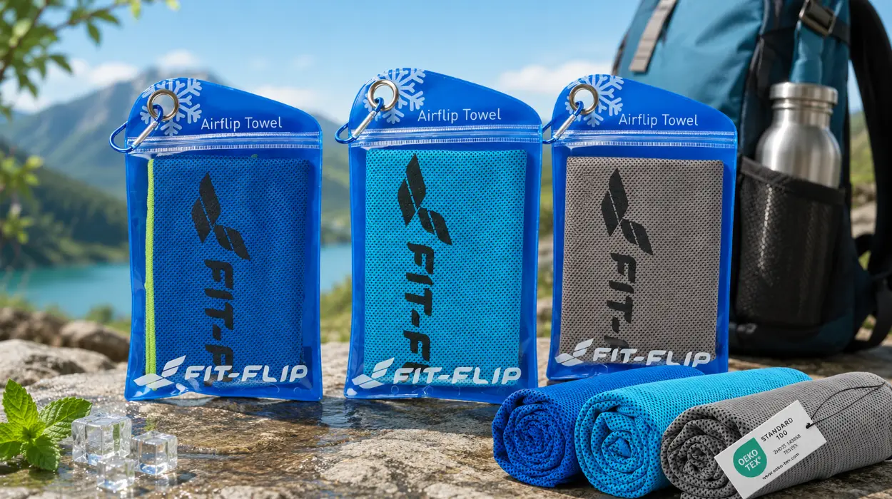 Juego de 3 toallas frías Fit-Flip, ideal para deportes y viajes, con efecto refrescante natural