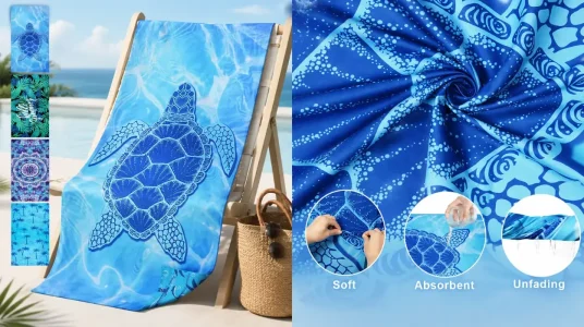 Toalla de playa grande flintronic 180x80 cm de microfibra, ligera y de secado rápido