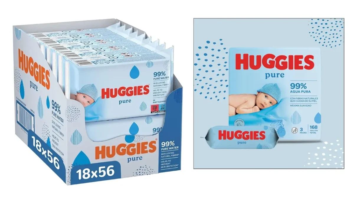 Pack x18 Paquetes de Toallitas Huggies Pure (1.008 unidades)