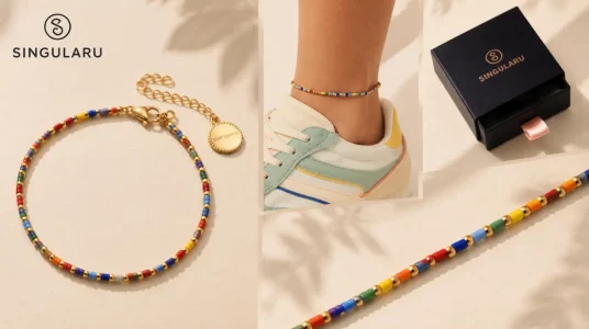 Tobillera Singularu Rainbow para mujer con baño de oro