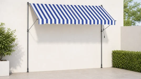 Toldo manual SONGMICS, retráctil y regulable en altura con manivela, 300 x 120 cm para balcón, jardín o patio