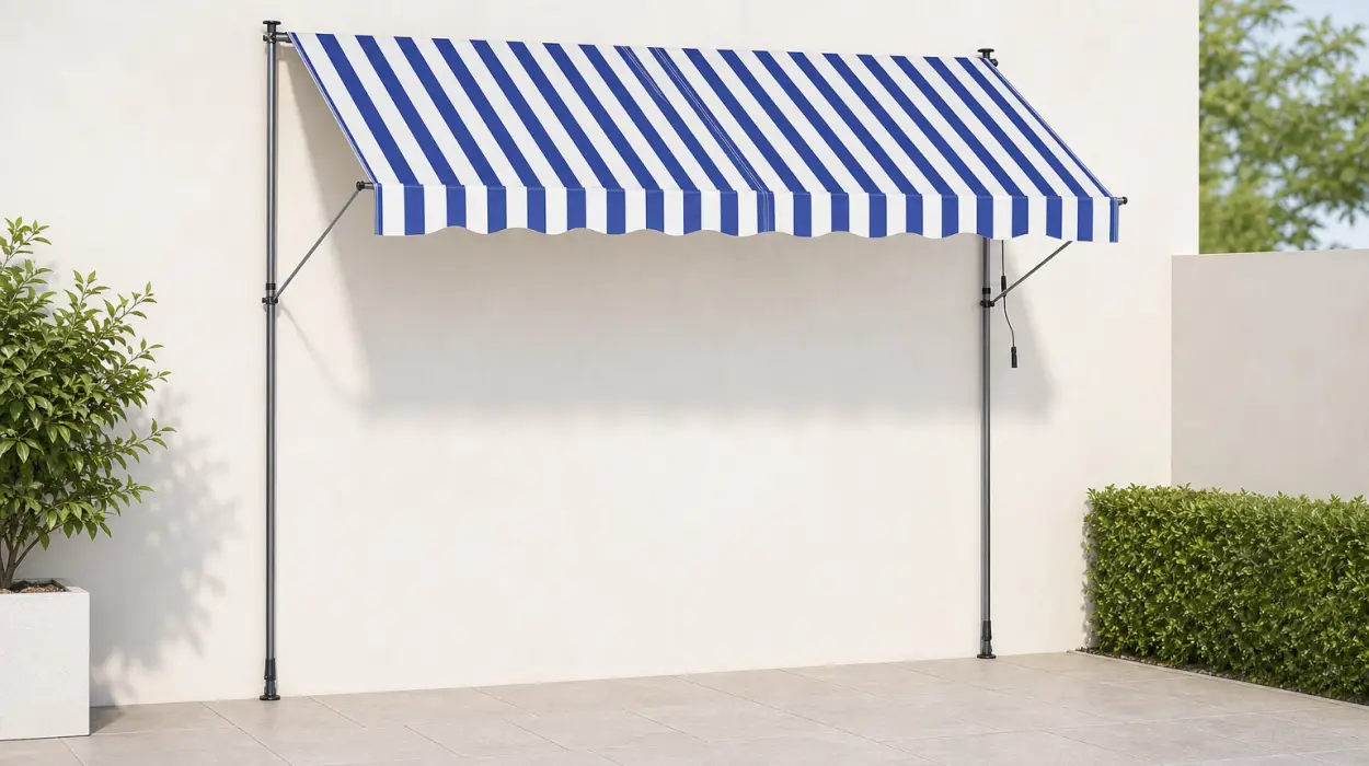 Toldo manual Songmics de 300 x 120 cm, retráctil y regulable en altura con manivela