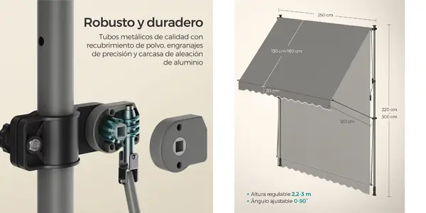Toldo retráctil manual SONGMICS