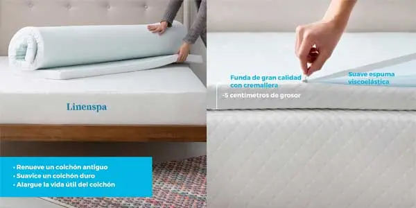 Topper de colchón viscoelástico Linenspa oferta