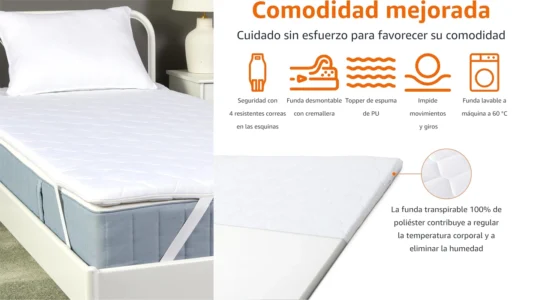 topper de espuma viscoelástica Amazon Basics de 90 x 200 cm