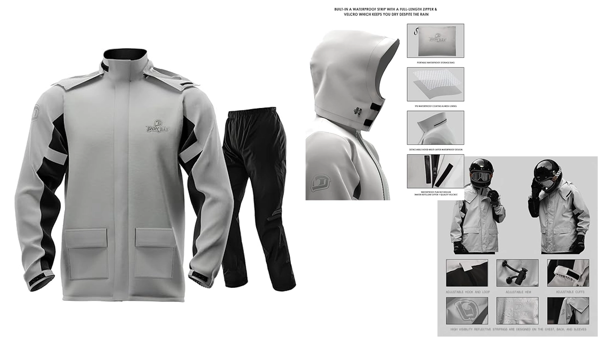 traje de lluvia impermeable Iron Jia’s para moto