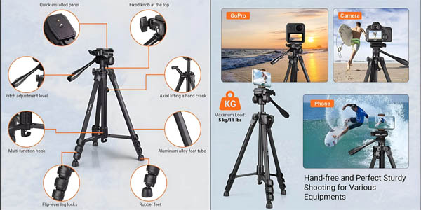 Trípode plegable de aluminio TACKLIFE