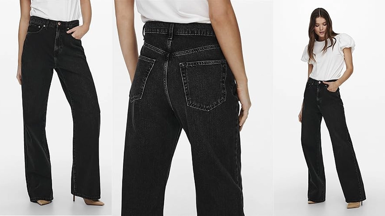 vaqueros Only Wide Fit jeans Onlhope negros para mujer