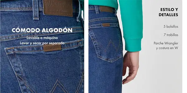 vaqueros Wrangler Durables Regular Fit hombre oferta