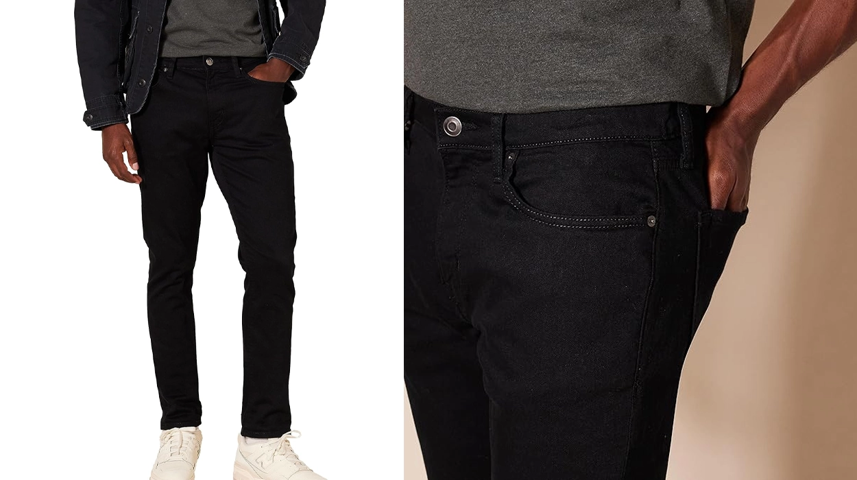vaqueros ajustados Amazon Essentials para hombre en color negro