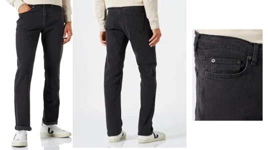 vaqueros elásticos Amazon Essentials para hombre en color negro efecto lavado