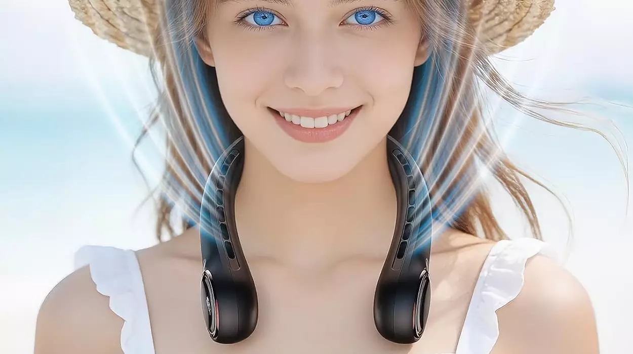 Ventilador de cuello portátil ACELIFE, silencioso y sin hojas, con batería de 6000 mAh y 3 velocidades
