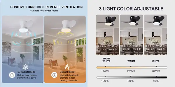 Ventilador de techo con luz LED