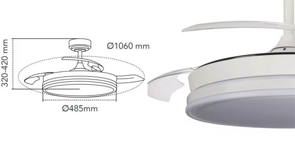 Ventilador de techo DC Pitijopo Dimable con luz LED
