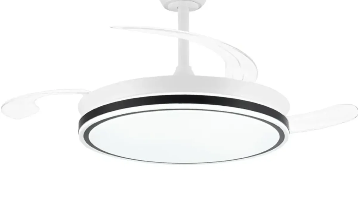 Ventilador de techo con luz LED 72W, motor silencioso y aspas retráctiles
