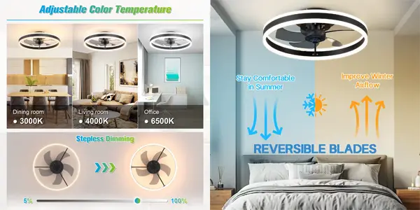 Ventilador de techo IRALAN 73W con luz LED