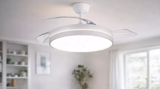 Ventilador de techo LED Narvi Nantes con aspas retráctiles transparentes