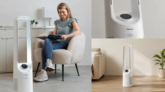 Ventilador de torre Taurus Babel Endless sin aspas, ultra silencioso con 12 velocidades y pantalla LED táctil
