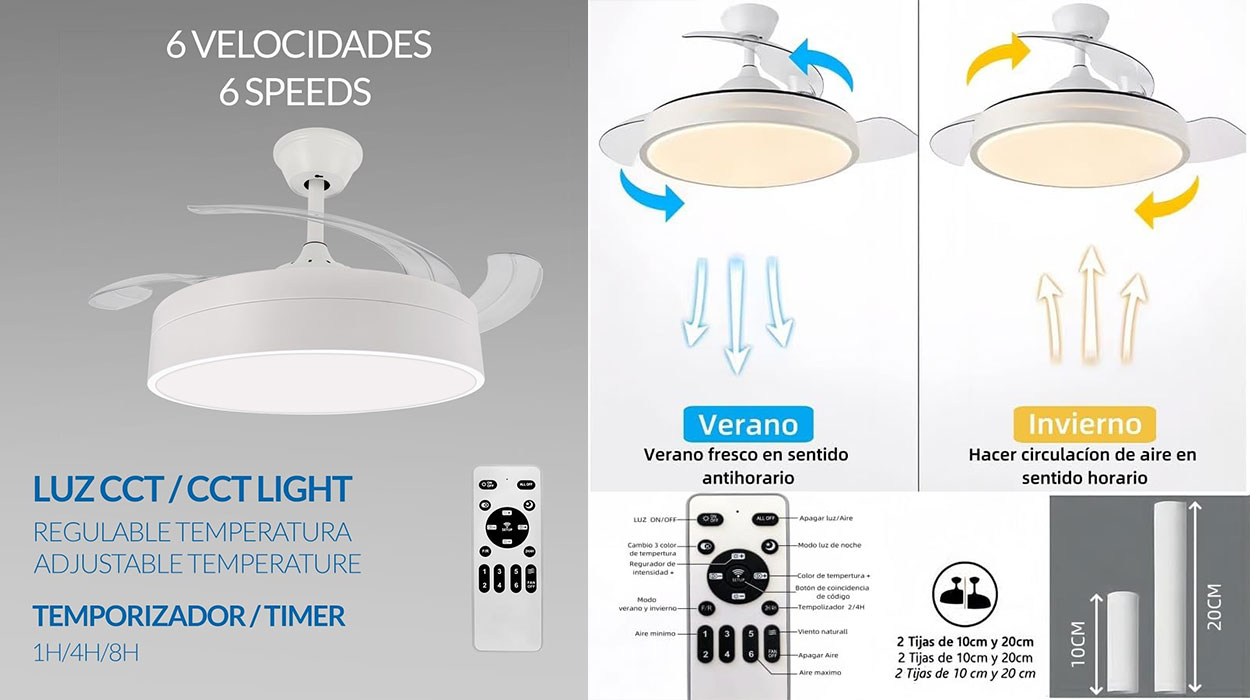 Ventilador invisible Leduni con plafón LED barato