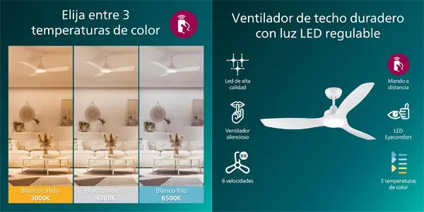 Ventilador de techo LED Philips de 132 cm