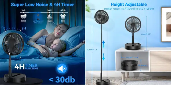 ventilador plegable y portátil con batería recargable oferta