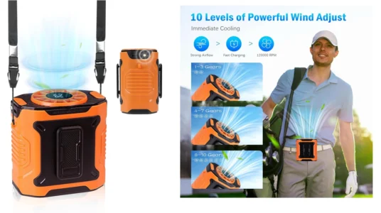 ventilador portátil para cinturón con 10 velocidades y luz LED barato