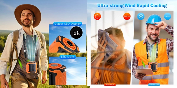 ventilador portátil para cinturón con 10 velocidades y luz LED oferta