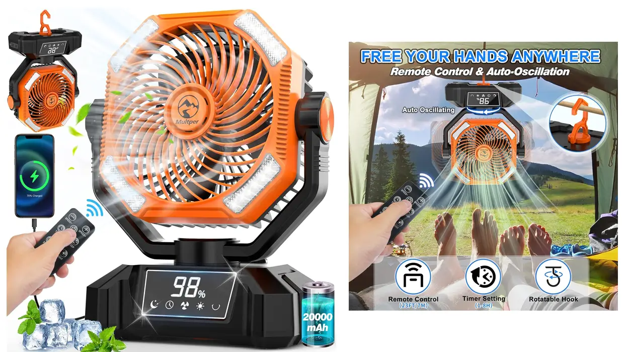 Ventilador recargable Luz LED Multper barato