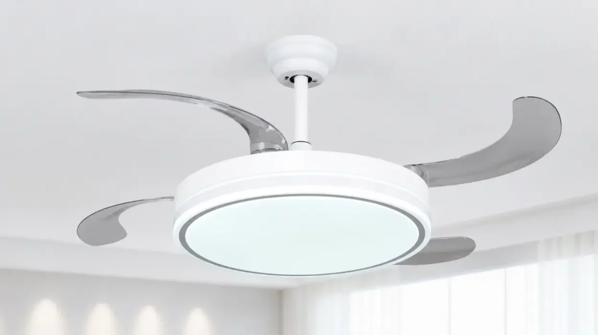 Ventilador de techo con aspas retráctiles, LED regulable y mando a distancia