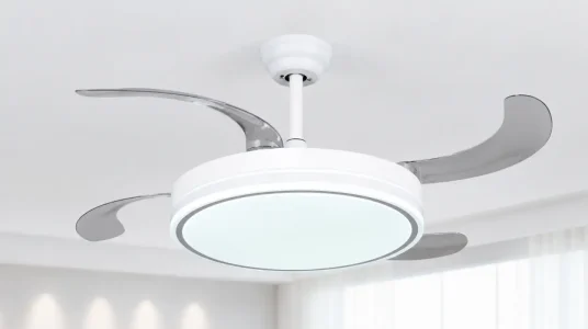 Ventilador de techo con aspas retráctiles, LED regulable y mando a distancia