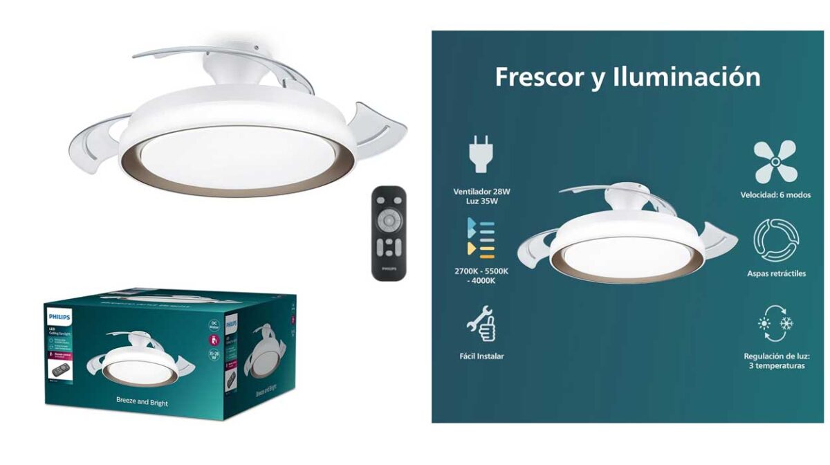 Ventilador de techo Philips Lighting Bliss con luz LED