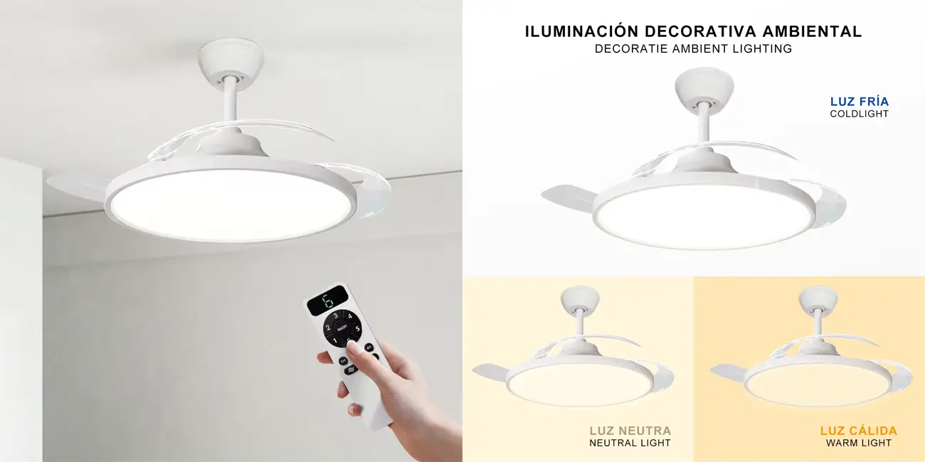 Ventilador de techo retráctil Hola LED de 60W
