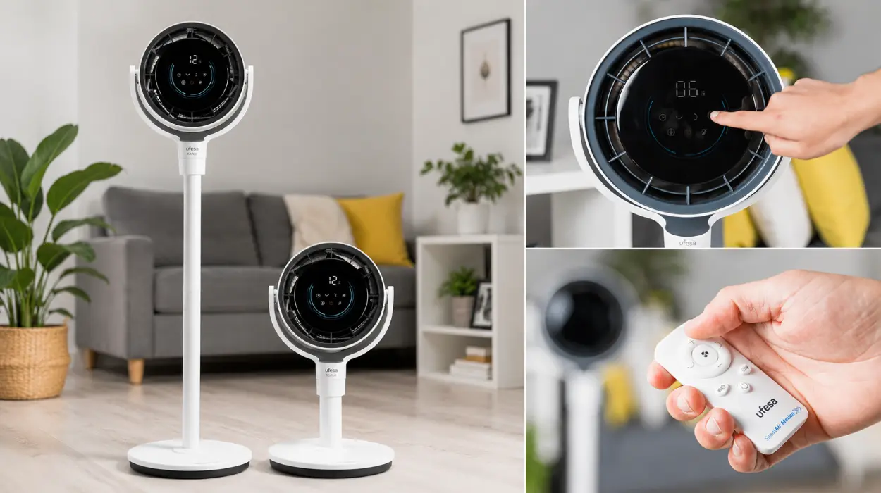 Ventilador Ufesa Kodiak con control LCD, 12 velocidades y oscilación 3D para aire fresco en toda la estancia