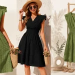 Vestido corto de algodón PASUDA para mujer, sin mangas y con cintura elástica, ideal para el verano