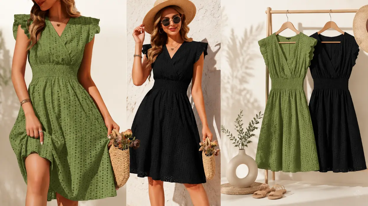 Vestidos cortos de algodón PASUDA para mujer, sin mangas y con cintura elástica
