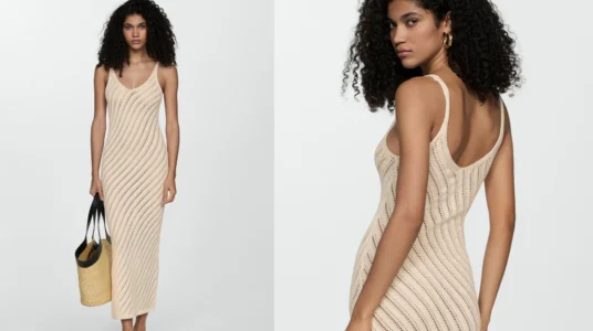 vestido de punto crochet Mango Outlet