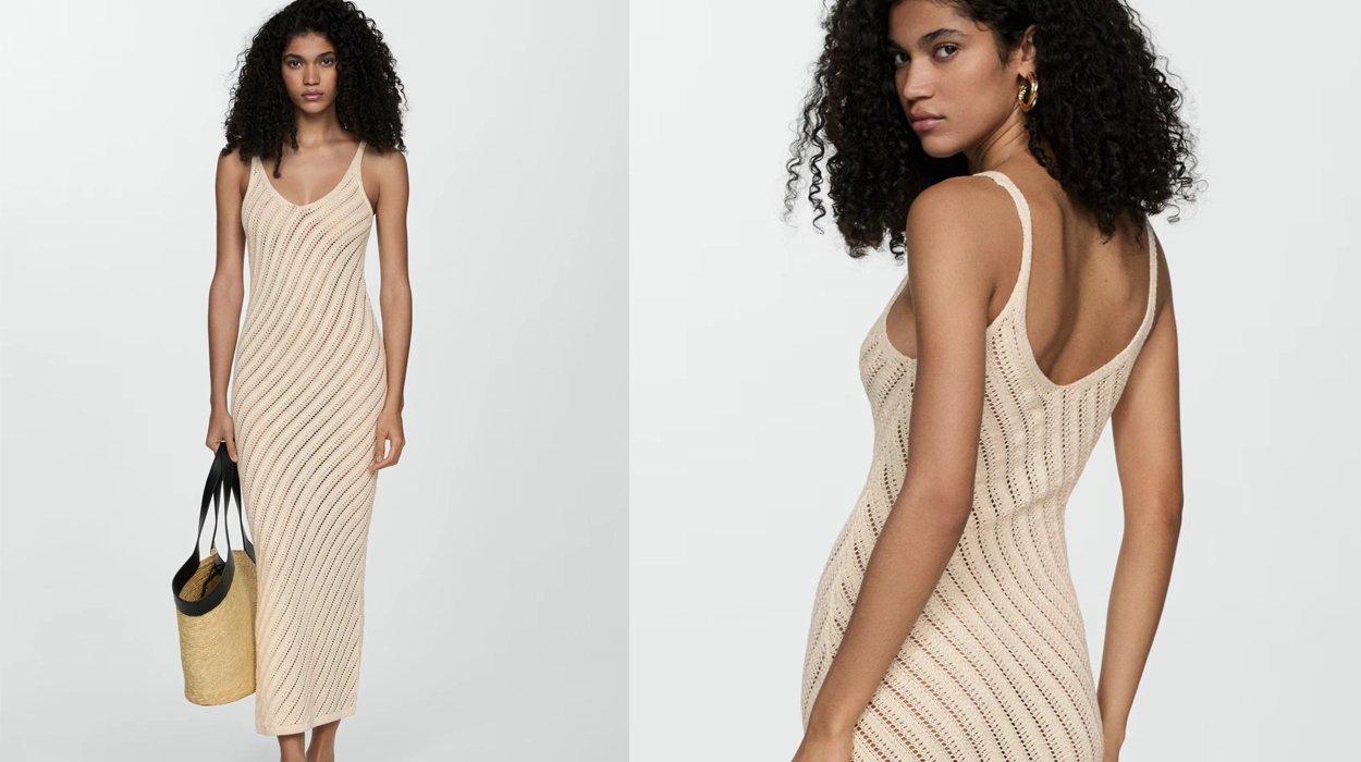 vestido de punto crochet Mango Outlet