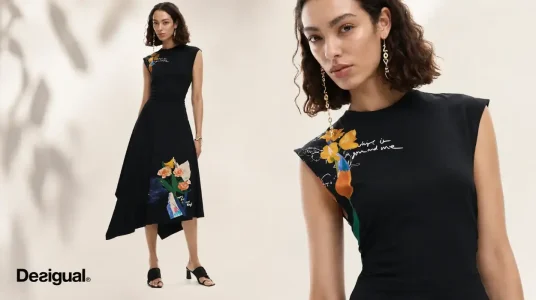 Vestido largo sin mangas para mujer Desigual en negro