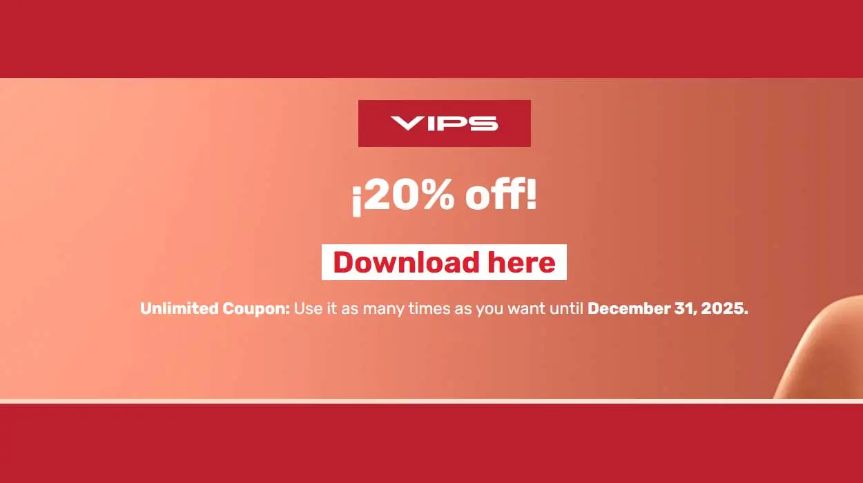 VIPS cupón 20% de descuento