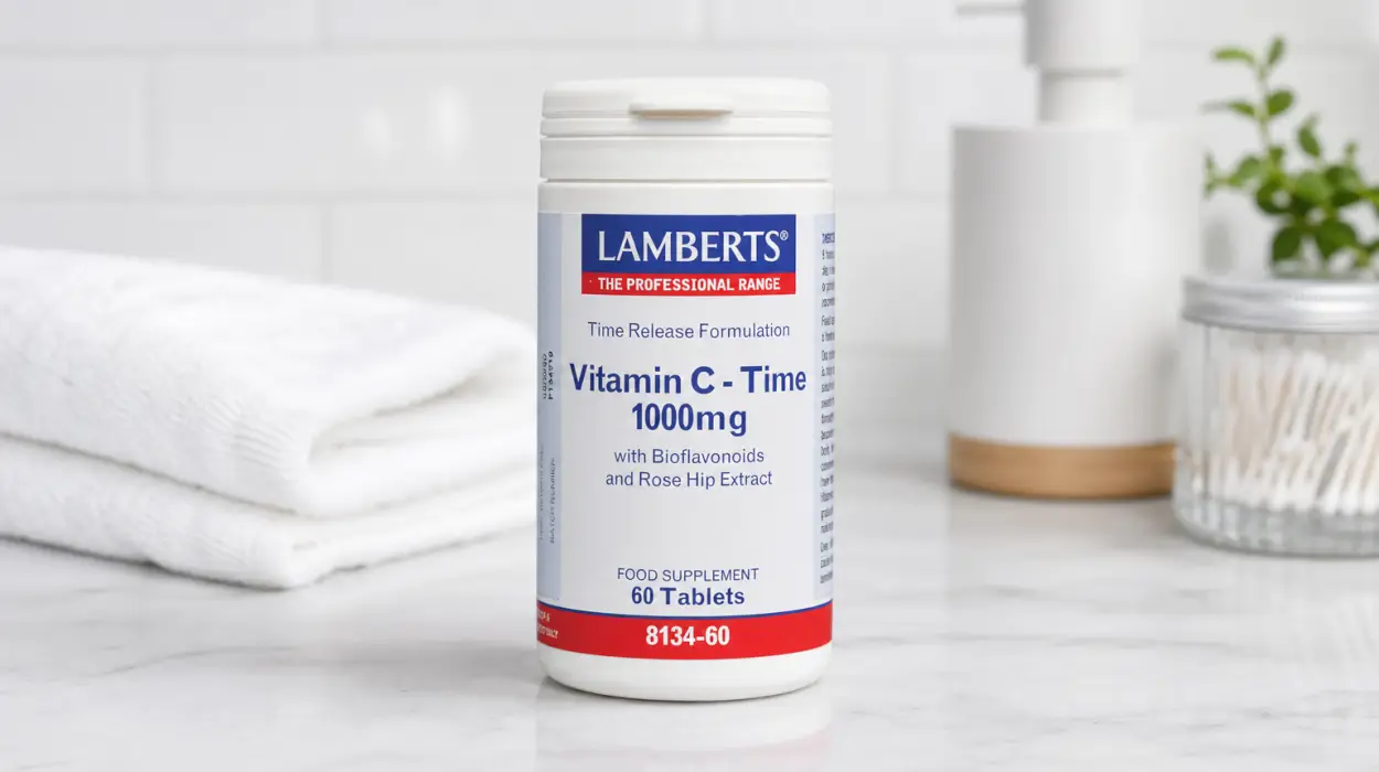 Vitamina C Lamberts de 1000 mg con liberación sostenida, bioflavonoides y escaramujo