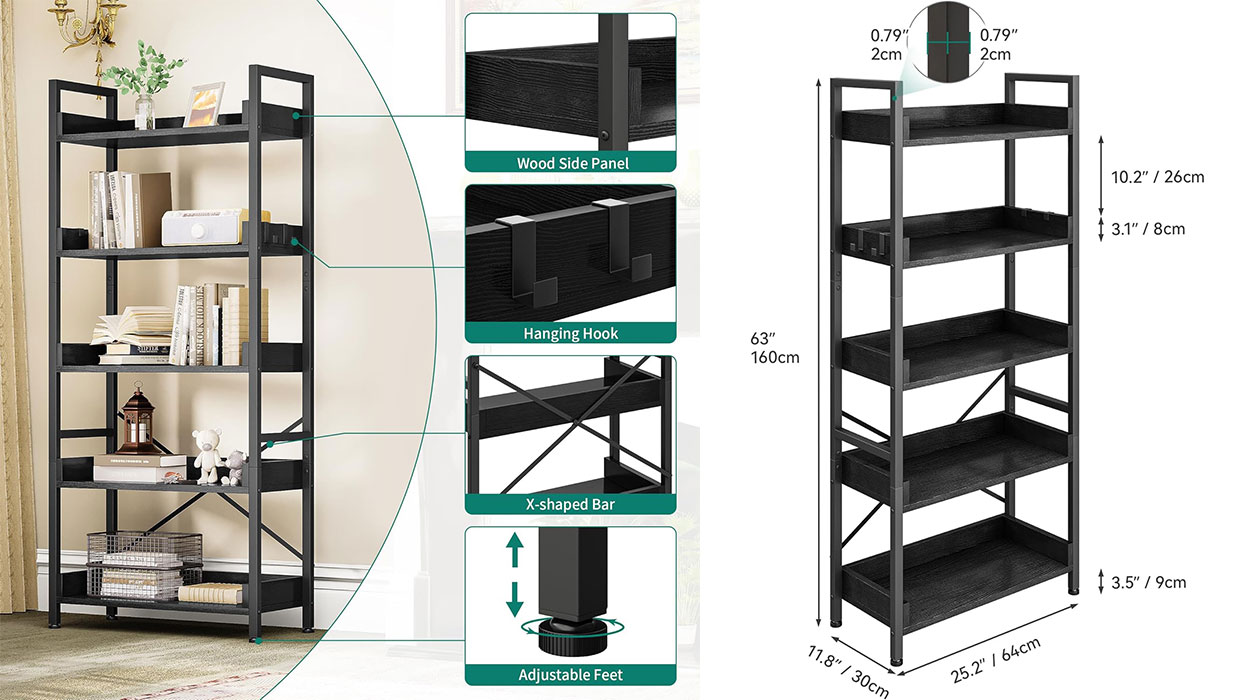 Librería estantería industrial Yitahome de 5 niveles barata