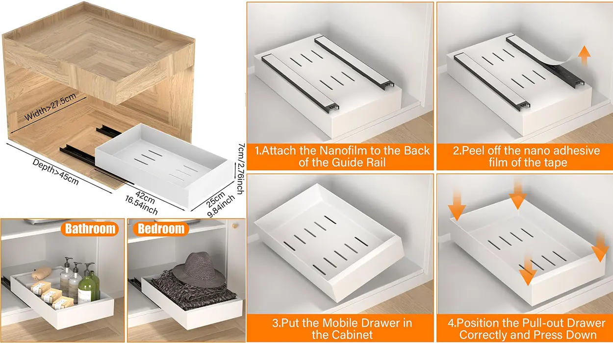 Cajón telescópico extraíble y deslizante para armario Zanfqvo barato
