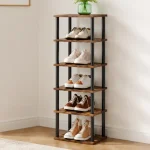 Estantería para zapatos HOOBRO de 6 niveles en marrón rústico y negro