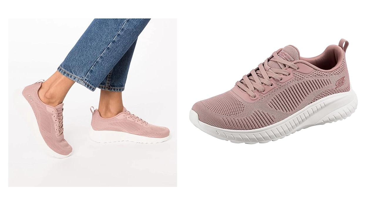 zapatillas Skechers Bobs Squad Chaos Face Off rosas para mujer baratas