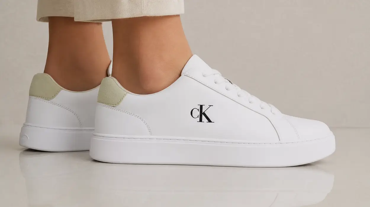 Zapatillas Calvin Klein blancas de piel para hombre